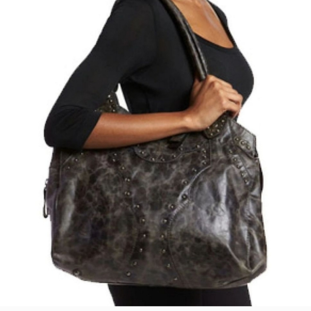 Frye Distressed Leather Studded Shoulder Bag - Picture 13 of 13